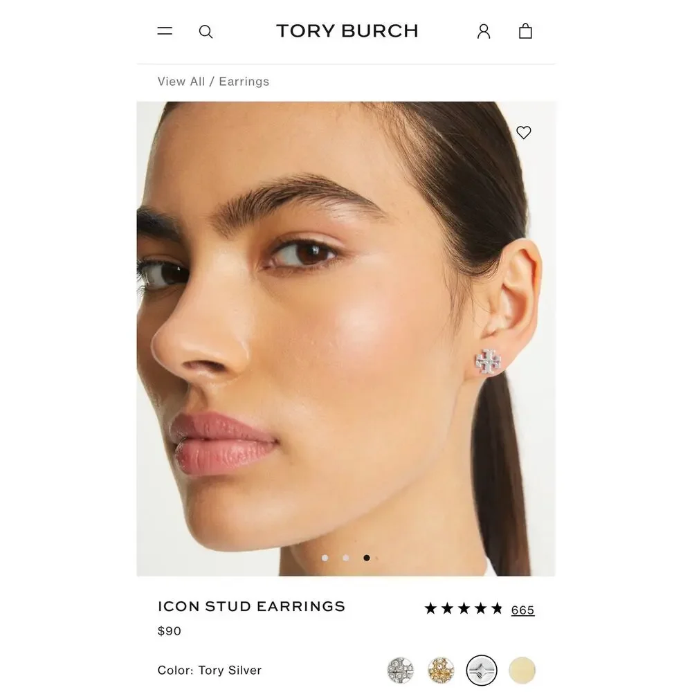 Tory Burch Icon Silver Stud Earrings Logo Minimalist style 11165504